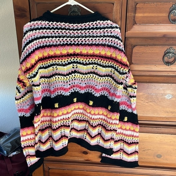 Women’s Black, Pink, Blue Knitted Cardigan Size Large NWOT - Picture 4 of 8